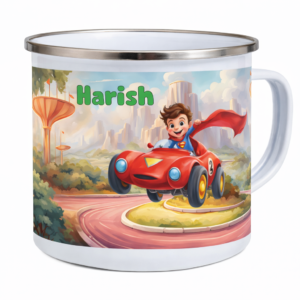 Kids Enamel Name Mug - Flying Car