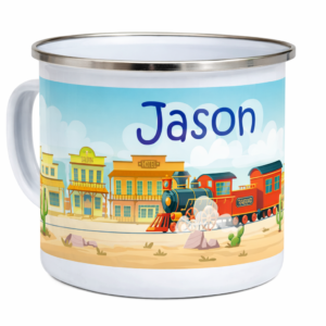Kids Enamel Name Mug - Train