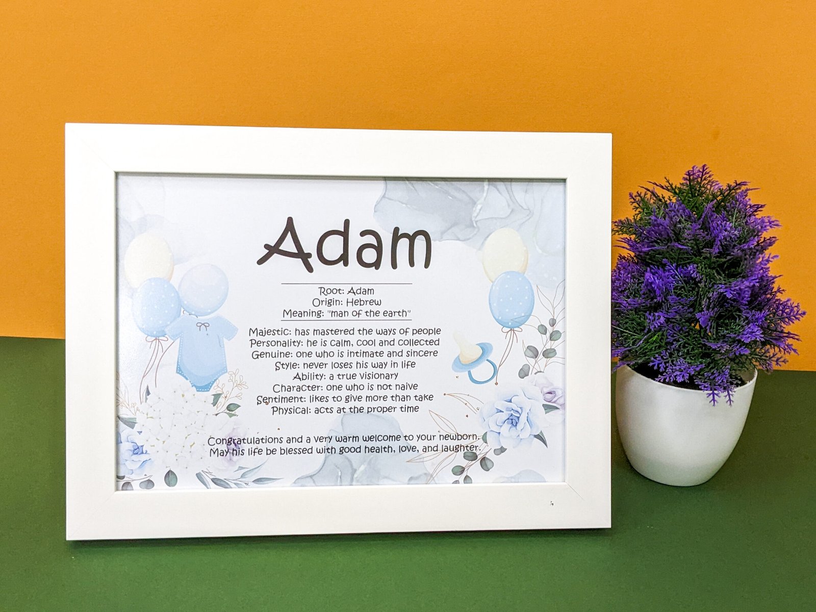 Single Name Meaning Print With A4 Frame