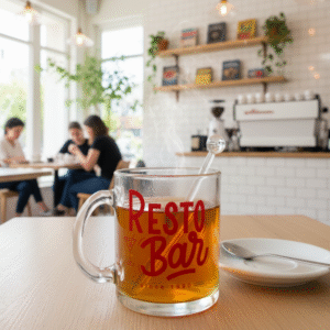 Clear glass coffee mug