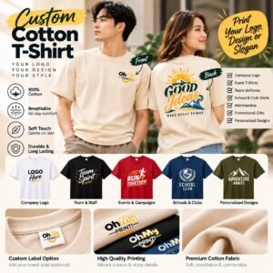 Custom Cotton T-Shirt Printing - White, S